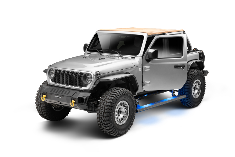 Jeep Wrangler Running Boards - Go Rhino - VoltStep Electric, Bedliner Coating - Black - `18-`24